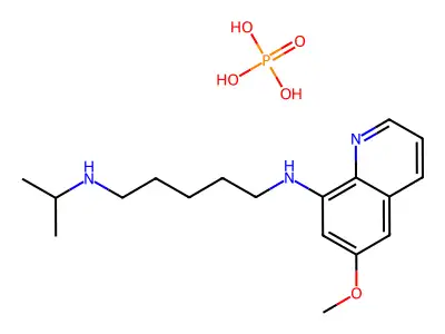 Dihydrogen phosphate;5-[(6-methoxyquinolin-8-yl)amino]pentyl-propan-2-ylazanium structure