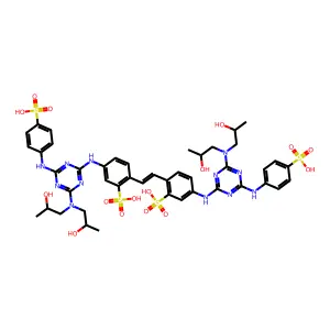 2,2a(2)-(1,2-Ethenediyl)bis[5-[[4-[bis(2-hydroxypropyl)amino]-6-[(4-sulfophenyl)amino]-1,3,5-triazin-2-yl]amino]benzenesulfonic acid structure