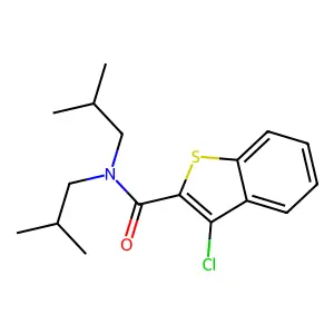3-chloro-N,N-bis(2-methylpropyl)-1-benzothiophene-2-carboxamide structure
