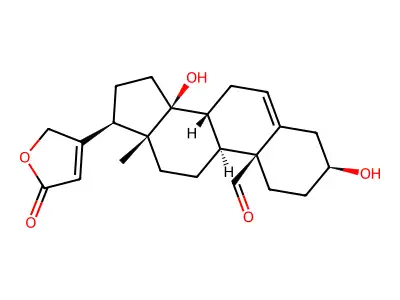 3,14-Dihydroxy-19-oxocarda-5,20(22)-dienolide structure