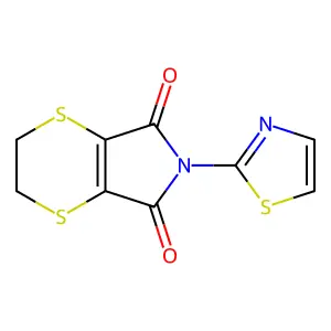 5H-1,4-Dithiino(2,3-c)pyrrole-5,7(6H)-dione, 2,3-dihydro-6-(2-thiazolyl)- structure