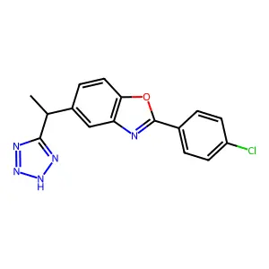 Benzoxazole, 2-(4-chlorophenyl)-5-(1-(5-tetrazolyl)ethyl)- structure