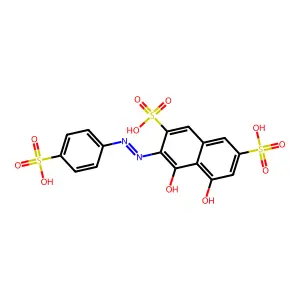 4,5-Dihydroxy-3-[(4-sulfophenyl)diazenyl]naphthalene-2,7-disulfonic acid structure