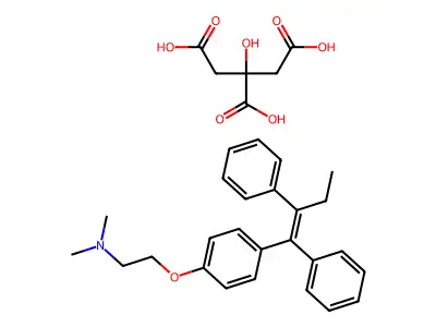 citric acid;2-[4-(1,2-diphenylbut-1-enyl)phenoxy]-N,N-dimethyl-ethanamine structure