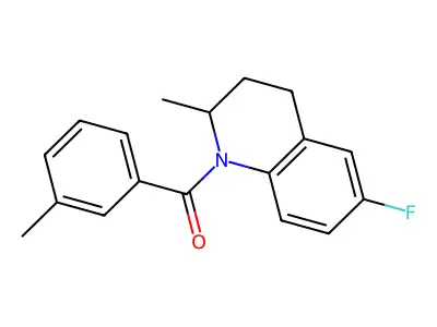 (6-fluoro-2-methyl-3,4-dihydroquinolin-1(2H)-yl)(3-methylphenyl)methanone structure