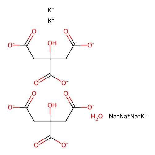 Sodium citrate, potassium citrate, citric acid structure