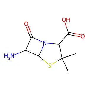 6-Amino-3,3-dimethyl-7-oxo-4-thia-1-azabicyclo(3.2.0)heptane-2-carboxylic acid structure