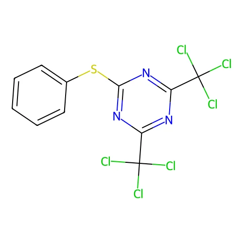 s-Triazine, 2-(phenylthio)-4,6-bis(trichloromethyl)- structure