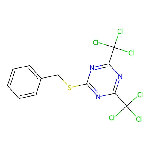 S-Triazine, 2-(benzylthio)-4,6-bis(trichloromethyl)- structure