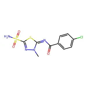 2-(4-Chlorobenzoylimino)-3-methyl-delta(sup 4)-1,3,4-thiadiazoline-5-sulfonamide structure