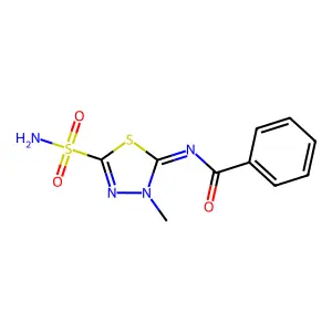 2-Benzoylimino-3-methyl-delta(sup 4)-1,3,4-thiadiazoline-5-sulfonamide structure
