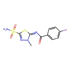 2-(4-Iodobenzoylimino)-3-methyl-delta(sup 4)-1,3,4-thiadiazoline-5-sulfonamide structure