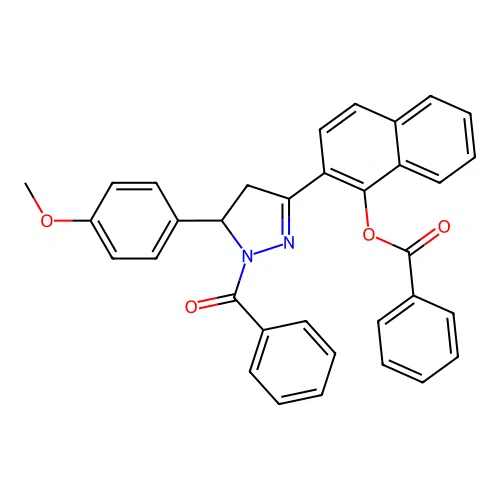 [2-[1-benzoyl-5-(4-methoxyphenyl)-4,5-dihydropyrazol-3-yl]naphthalen-1-yl] Benzoate structure