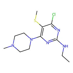 Pyrimidine, 4-chloro-2-ethylamino-6-(4-methylpiperazino)-5-methylthio- structure