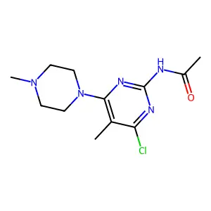 Pyrimidine, 2-acetylamino-4-chloro-6-(4-methylpiperazino)-5-methyl- structure