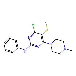 Pyrimidine, 2-anilino-4-chloro-6-(4-methylpiperazino)-5-methylthio- structure