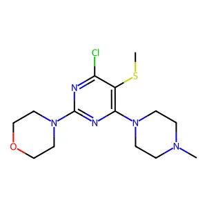 Pyrimidine, 4-chloro-6-(4-methylpiperazino)-5-methylthio-2-morpholino- structure