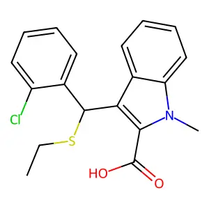 1H-Indole-2-carboxylic acid, 3-((2-chlorophenyl)(ethylthio)methyl)-1-methyl- structure