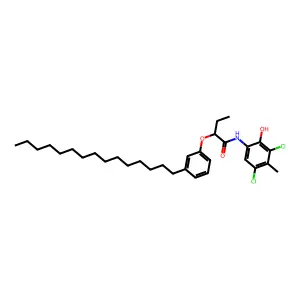 Butanamide, N-(3,5-dichloro-2-hydroxy-4-methylphenyl)-2-(3-pentadecylphenoxy)- structure