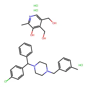 Meclizine hydrochloride mixture with pyridoxine hydrochloride structure