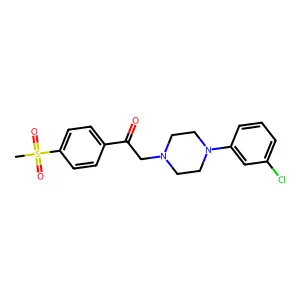 Ethanone, 2-(4-(3-chlorophenyl)-1-piperazinyl)-1-(4-(methylsulfonyl)phenyl)- structure