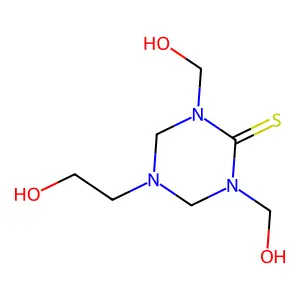 Tetrahydro-5-(2-hydroxyethyl)-1,3-bis(hydroxymethyl)-1,3,5-triazine-2(1H)-thione structure