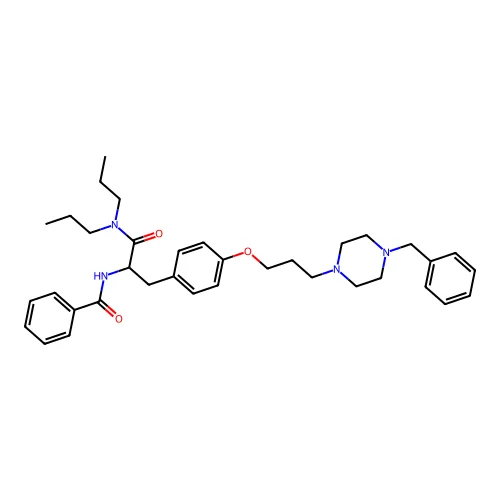 N-[3-[4-[3-(4-benzylpiperazin-1-yl)propoxy]phenyl]-1-(dipropylamino)-1-oxopropan-2-yl]benzamide structure