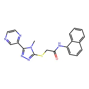 2-{[4-methyl-5-(pyrazin-2-yl)-4H-1,2,4-triazol-3-yl]sulfanyl}-N-(naphthalen-1-yl)acetamide structure