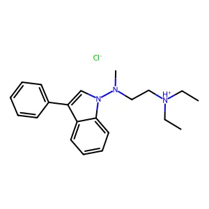 Indole, 1-((2-(diethylamino)ethyl)methylamino)-3-phenyl-, hydrochloride structure