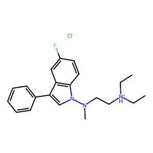 Indole, 1-((2-(diethylamino)ethyl)methylamino)-5-fluoro-3-phenyl-, hydrochloride structure