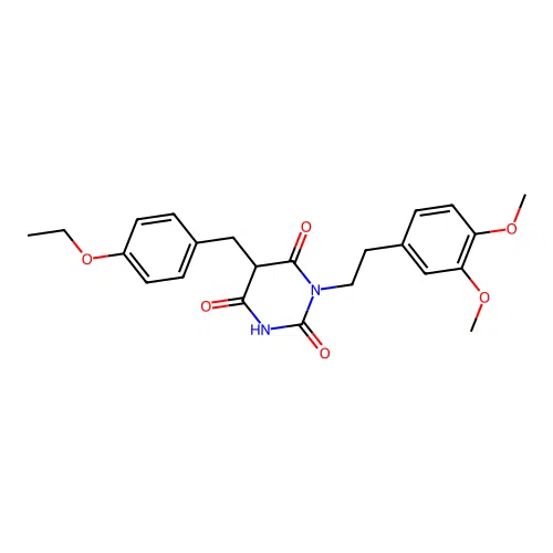 1-[2-(3,4-dimethoxyphenyl)ethyl]-5-[(4-ethoxyphenyl)methyl]-1,3-diazinane-2,4,6-trione structure