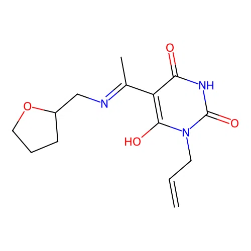 5-[1-(oxolan-2-ylmethylamino)ethylidene]-1-prop-2-enyl-1,3-diazinane-2,4,6-trione structure