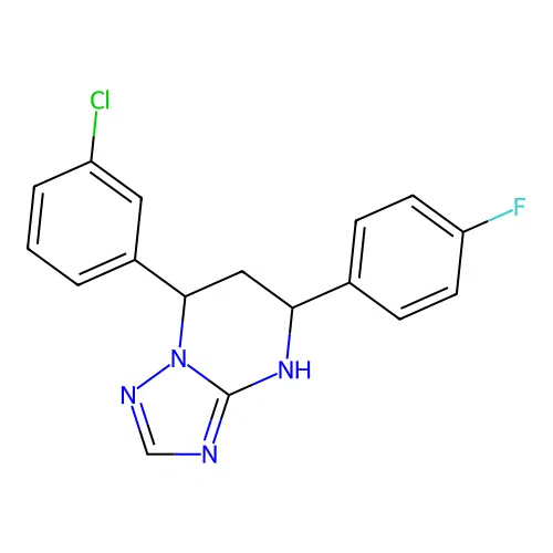 7-(3-chlorophenyl)-5-(4-fluorophenyl)-4,5,6,7-tetrahydro[1,2,4]triazolo[1,5-a]pyrimidine structure