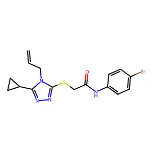 N-(4-bromophenyl)-2-{[5-cyclopropyl-4-(prop-2-en-1-yl)-4H-1,2,4-triazol-3-yl]sulfanyl}acetamide structure