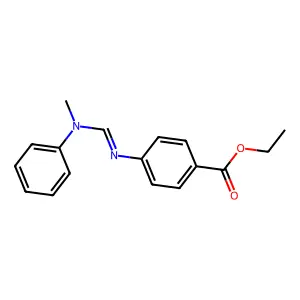 Benzoic acid, 4-(((methylphenylamino)methylene)amino)-, ethyl ester structure