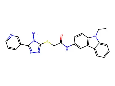 2-(4-amino-5-(3-pyridyl)(1,2,4-triazol-3-ylthio))-N-(9-ethylcarbazol-3-yl)acet amide structure