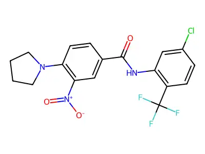 N-[5-chloro-2-(trifluoromethyl)phenyl]-3-nitro-4-pyrrolidin-1-ylbenzamide structure