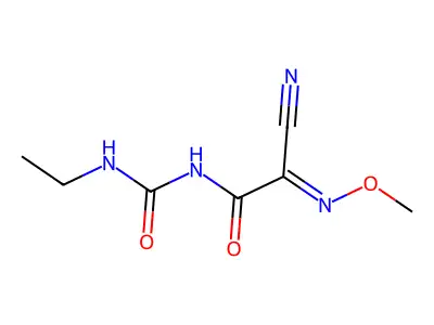 2-(ethylcarbamoylamino)-N-methoxy-2-oxoethanimidoyl cyanide structure