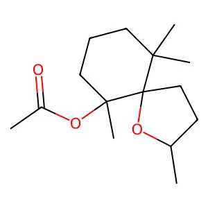 1-Oxaspiro(4.5)decan-6-ol, 2,6,10,10-tetramethyl-, acetate, (2R,5S,6R)-rel- structure