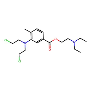 Benzoic acid, 3-(bis(2-chloroethyl)amino)-4-methyl-, 2-(diethylamino)ethyl ester structure