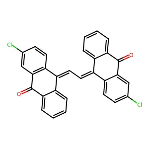 2-Chloro-10-[2-(3-chloro-10-oxoanthracen-9-ylidene)ethylidene]anthracen-9-one structure