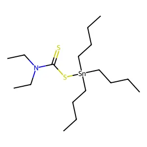 Tributyl((diethylthiocarbamoyl)thio)stannane structure