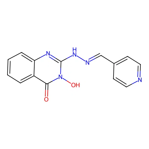 3-hydroxy-2-[(2E)-2-(pyridin-4-ylmethylidene)hydrazinyl]quinazolin-4(3H)-one structure