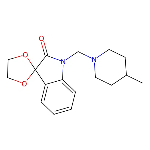 1'-[(4-methylpiperidin-1-yl)methyl]spiro[1,3-dioxolane-2,3'-indol]-2'(1'H)-one structure