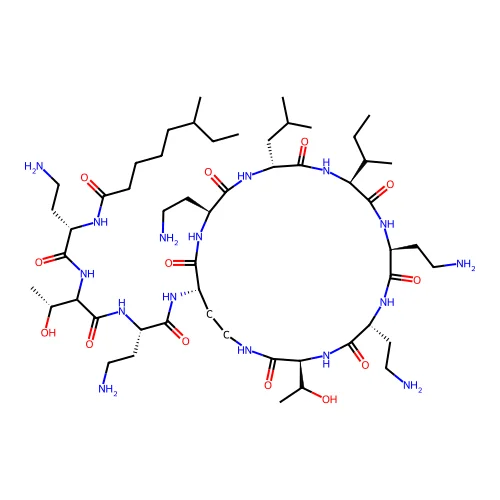 Unk-Dab-DL-Thr-Dab-Dab(1)-Dab-D-Leu-xiIle-Dab-D-Dab-xiThr-(1) structure