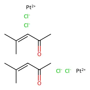 Di-mu-chlorodichlorobis((3,4-eta)-4-methylpent-3-en-2-one)diplatinum structure