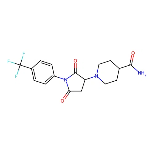 1-{2,5-dioxo-1-[4-(trifluoromethyl)phenyl]pyrrolidin-3-yl}piperidine-4-carboxamide structure