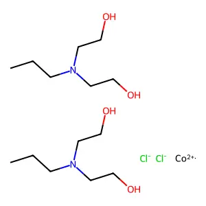 Cobalt(2+) chloride--2,2'-(propylazanediyl)di(ethan-1-ol) (1/2/2) structure