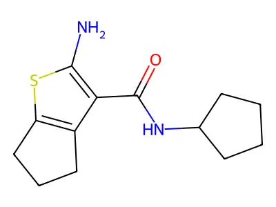 2-amino-N-cyclopentyl-5,6-dihydro-4H-cyclopenta[b]thiophene-3-carboxamide structure