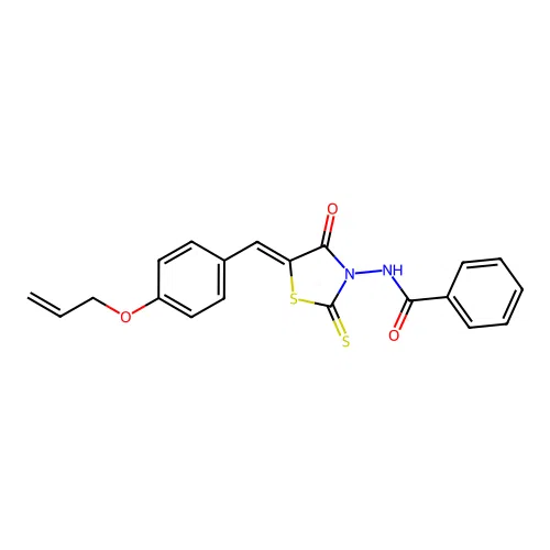 (Z)-N-(5-(4-(allyloxy)benzylidene)-4-oxo-2-thioxothiazolidin-3-yl)benzamide structure